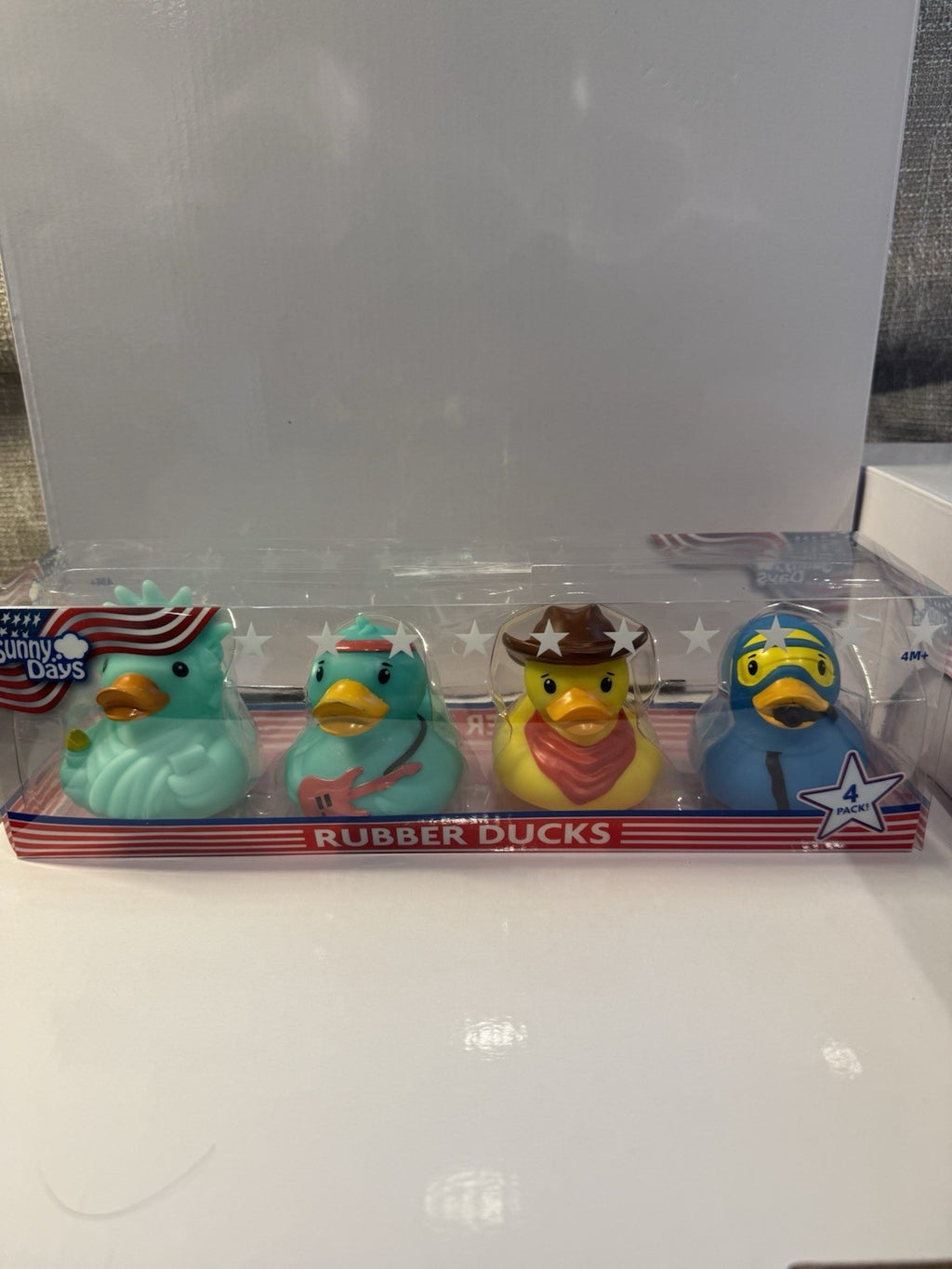 🦆🤠🗽🇺🇸 Sunny Days Patriotic Rubber Duck Set 4‑Pack USA Theme NEW  🦆🤠🗽🇺🇸