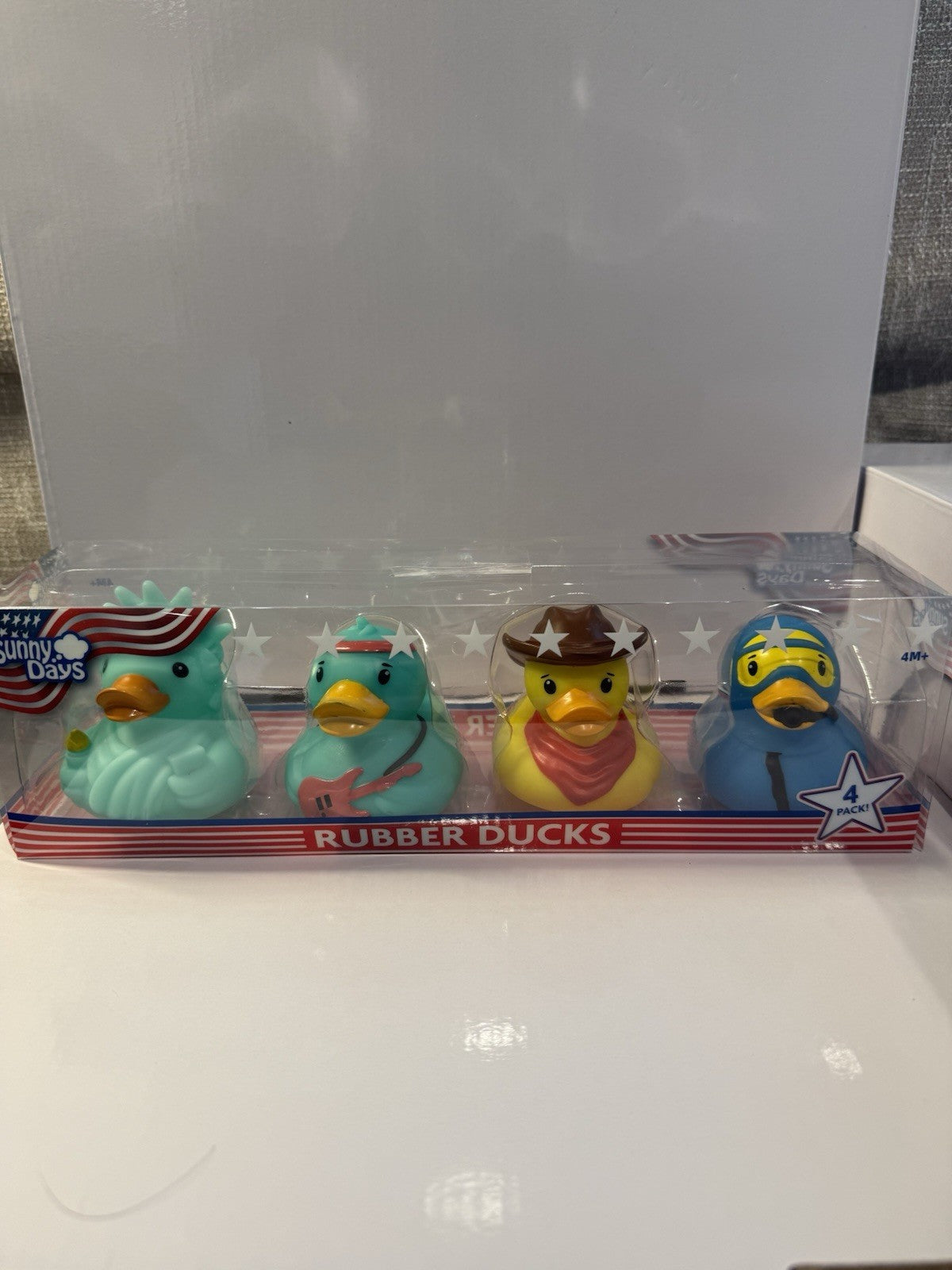 🦆🤠🗽🇺🇸 Sunny Days Patriotic Rubber Duck Set 4‑Pack USA Theme NEW  🦆🤠🗽🇺🇸