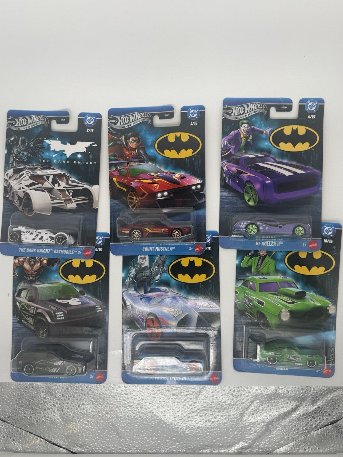 Hot Wheels 1:64 Silver Series Batman Lot Of 6 Batman, Robin, Joker, Riddler Bane